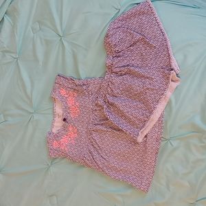 Navy blue print, pink embroidery top and bottom